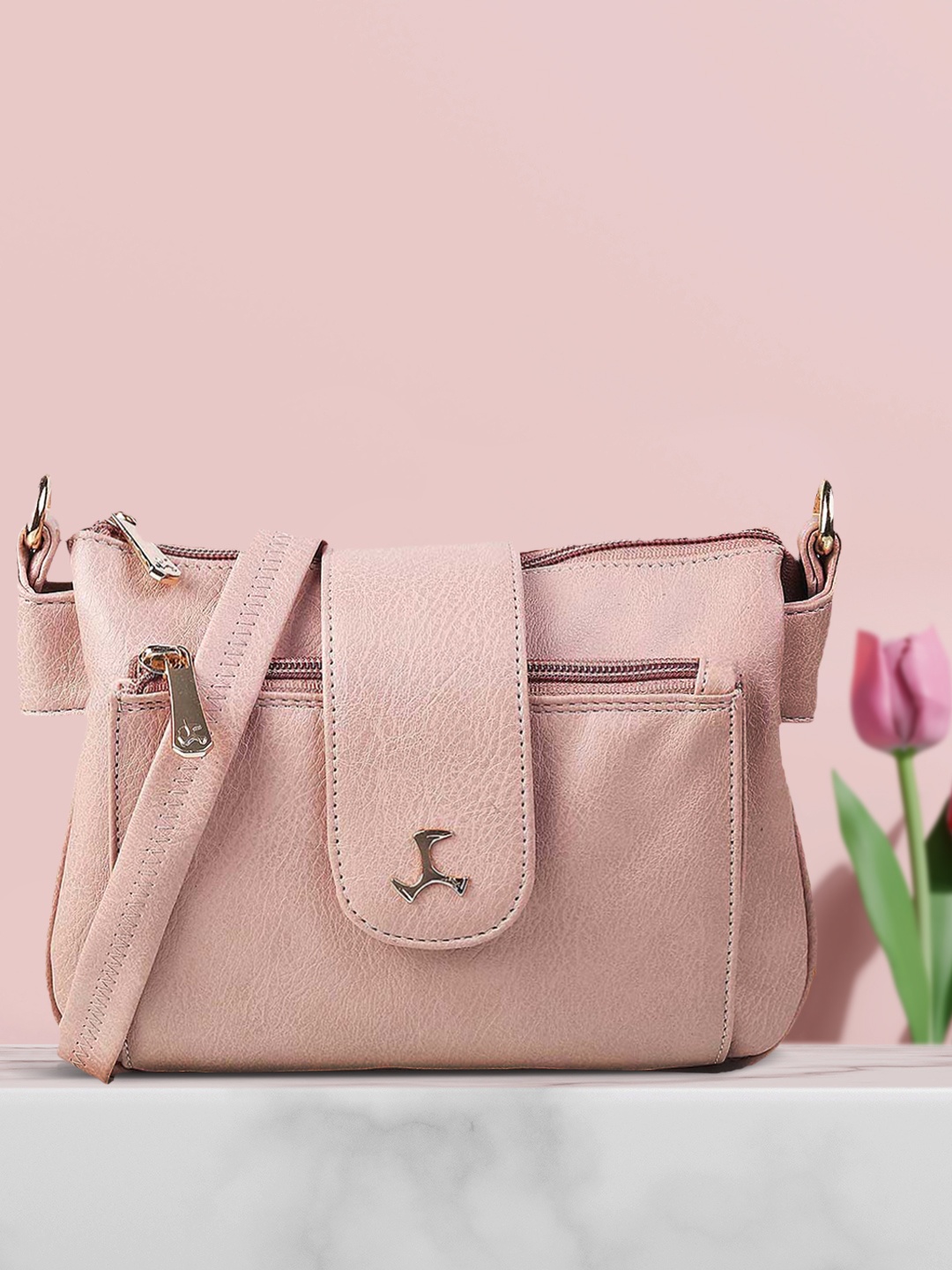 

Mochi Pink PU Bucket Sling Bag