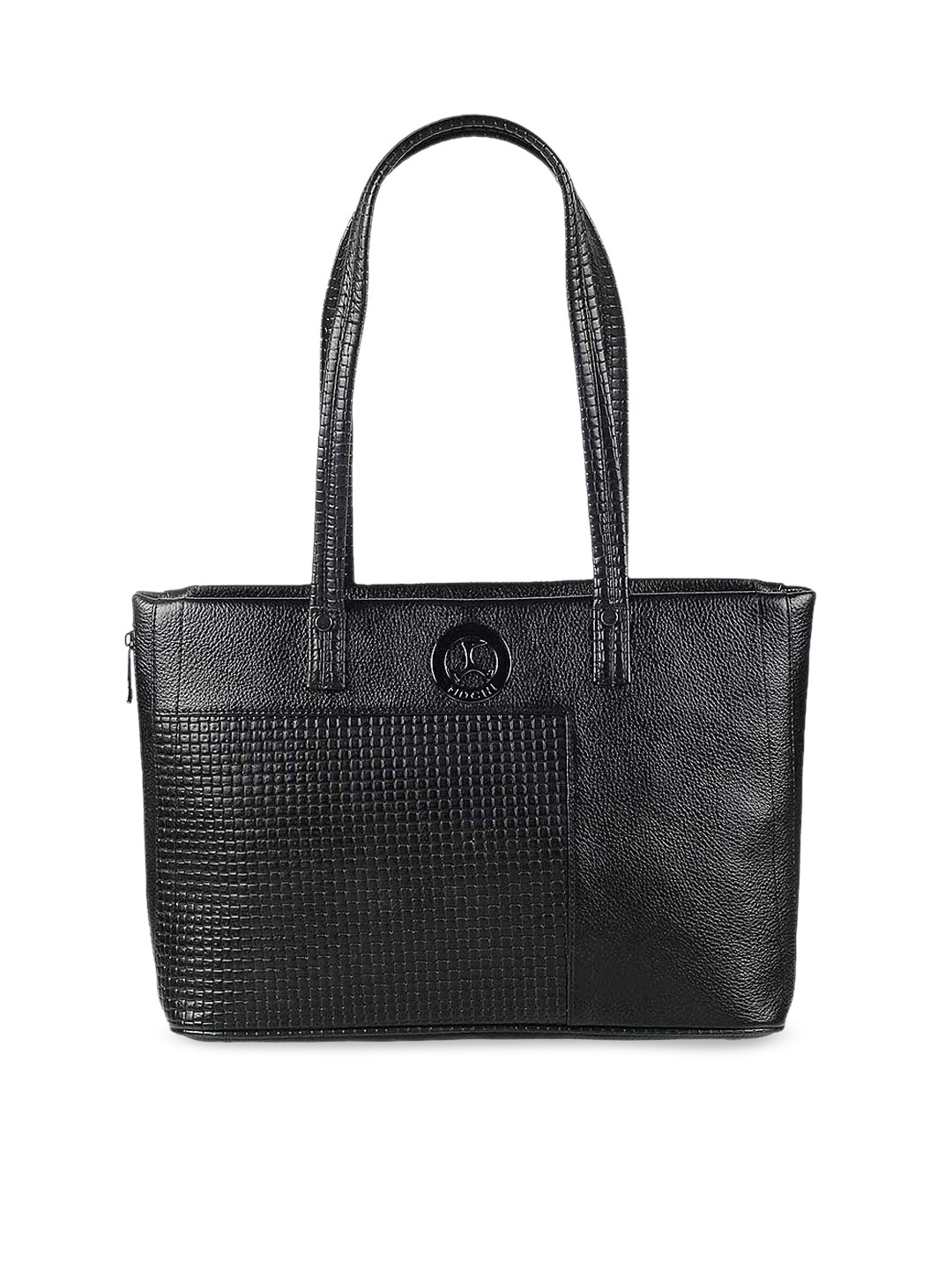 

Mochi Black Textured Leather Structured Shoulder Bag