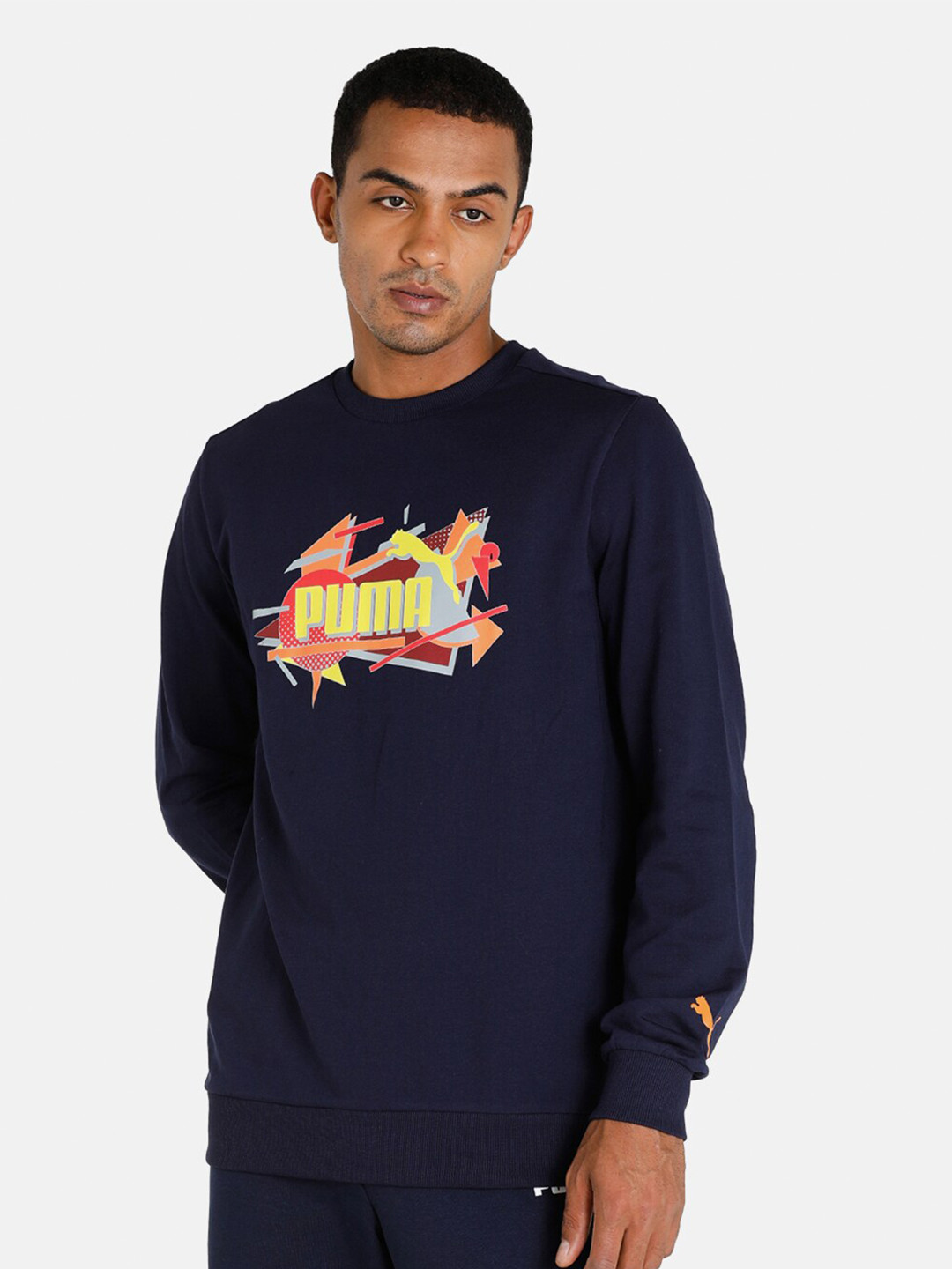 

Puma Men Navy Blue Printed Sweatshirt