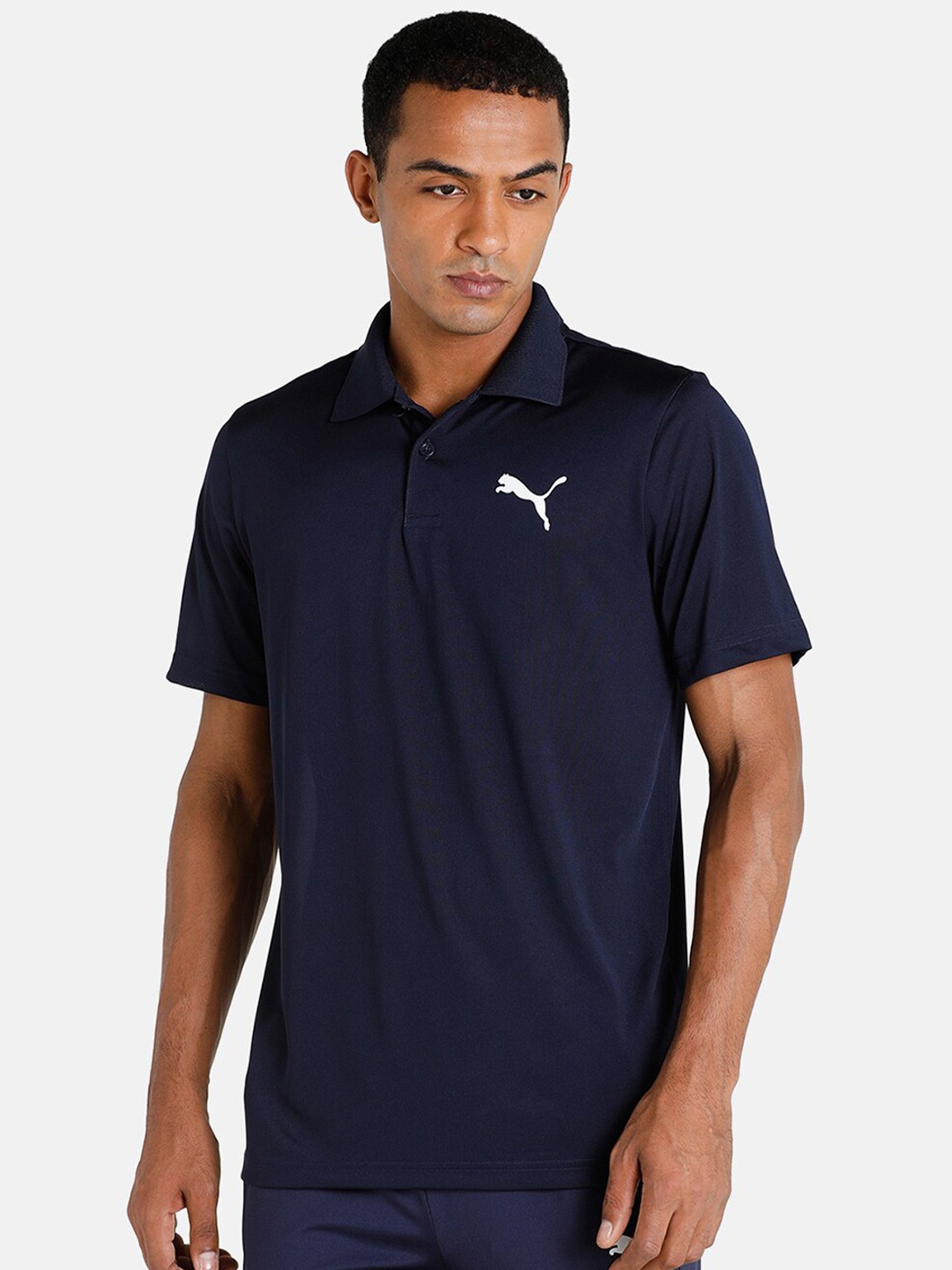 

Puma Men Navy Blue Polo Collar Regular Fit T-shirt