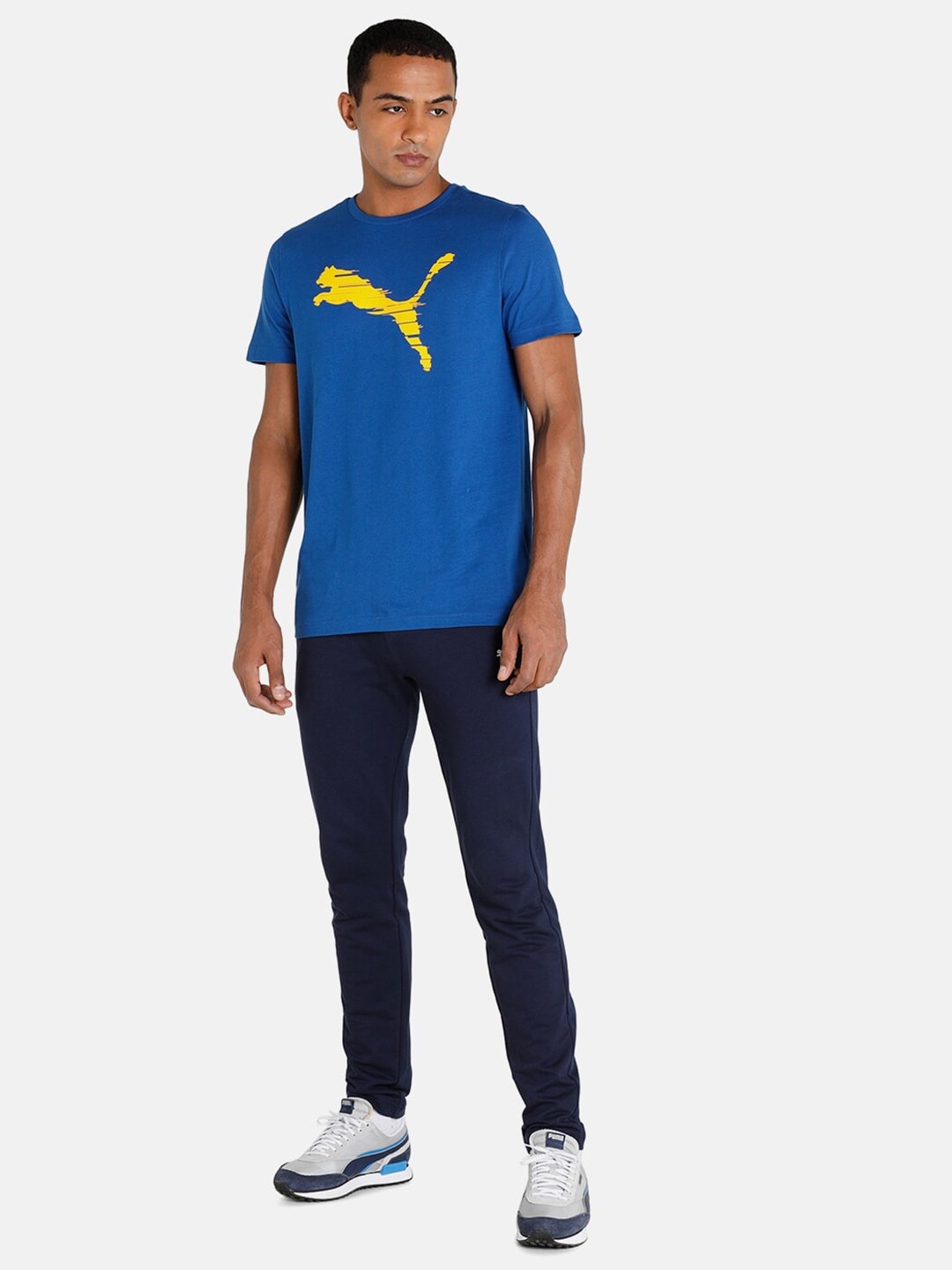 

Puma Men Shaded Cat Printed Slim Fit Sports T-shirt, Blue