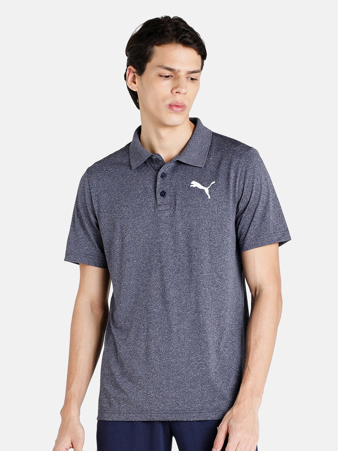 

Puma Men Blue Czech Republic Teams Heather Polo Collar T-shirt