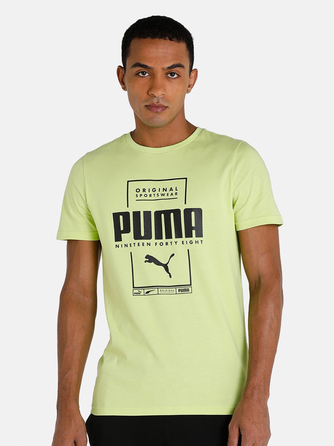 

Puma Men Lime Green Brand Logo Printed T-Shirt