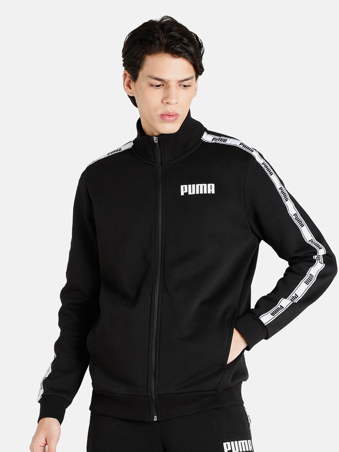 

Puma Men Black Printed Cotton Track Sweatshirt