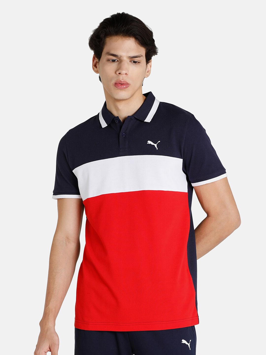 

Puma Men Black & Red Colourblocked Polo T-Shirt