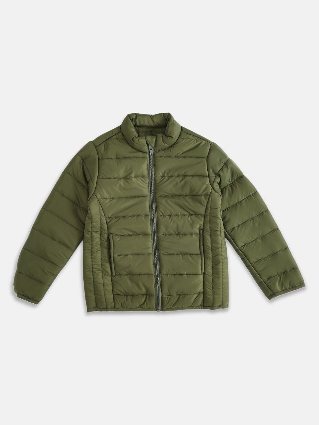 

Pantaloons Junior Girls Olive Green Solid Puffer Jacket