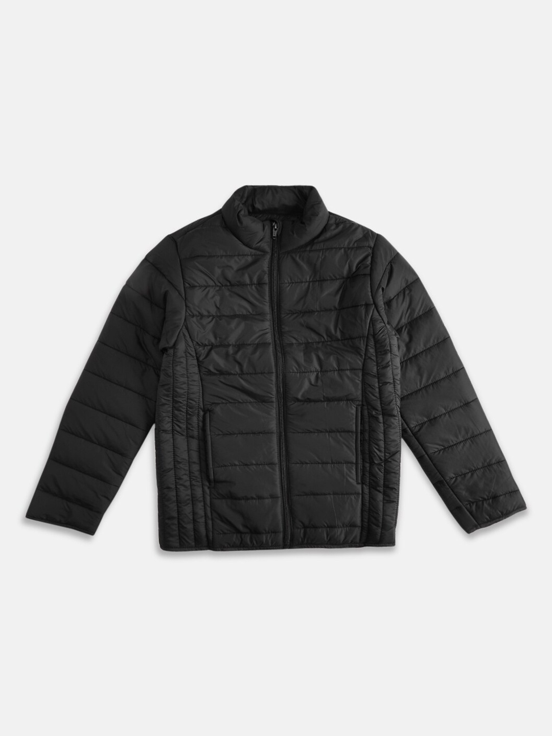 

Pantaloons Junior Boys Black Puffer Jacket with Patchwork