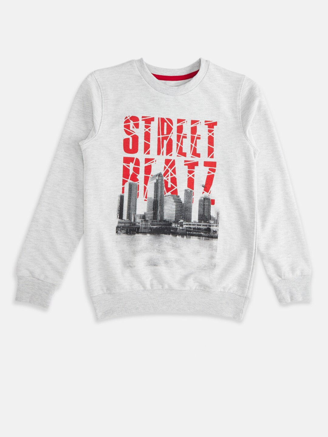 

Pantaloons Junior Boys Grey Melange Printed Pure Cotton Sweatshirt