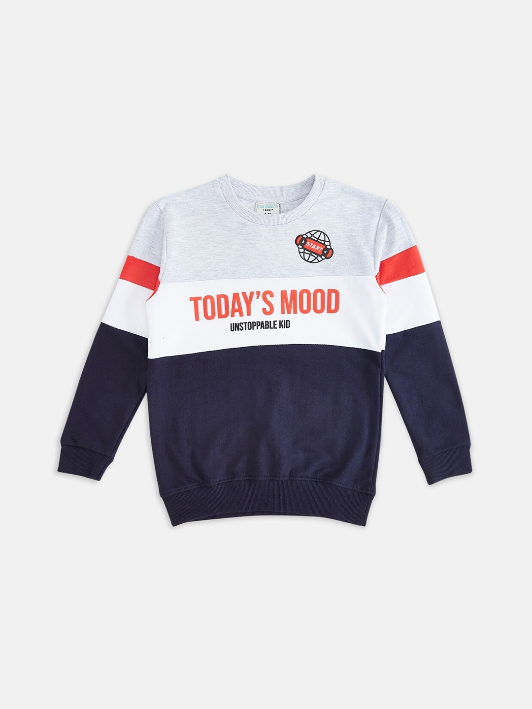 

Pantaloons Junior Boys Grey Melange Pure Cotton Printed Sweatshirt