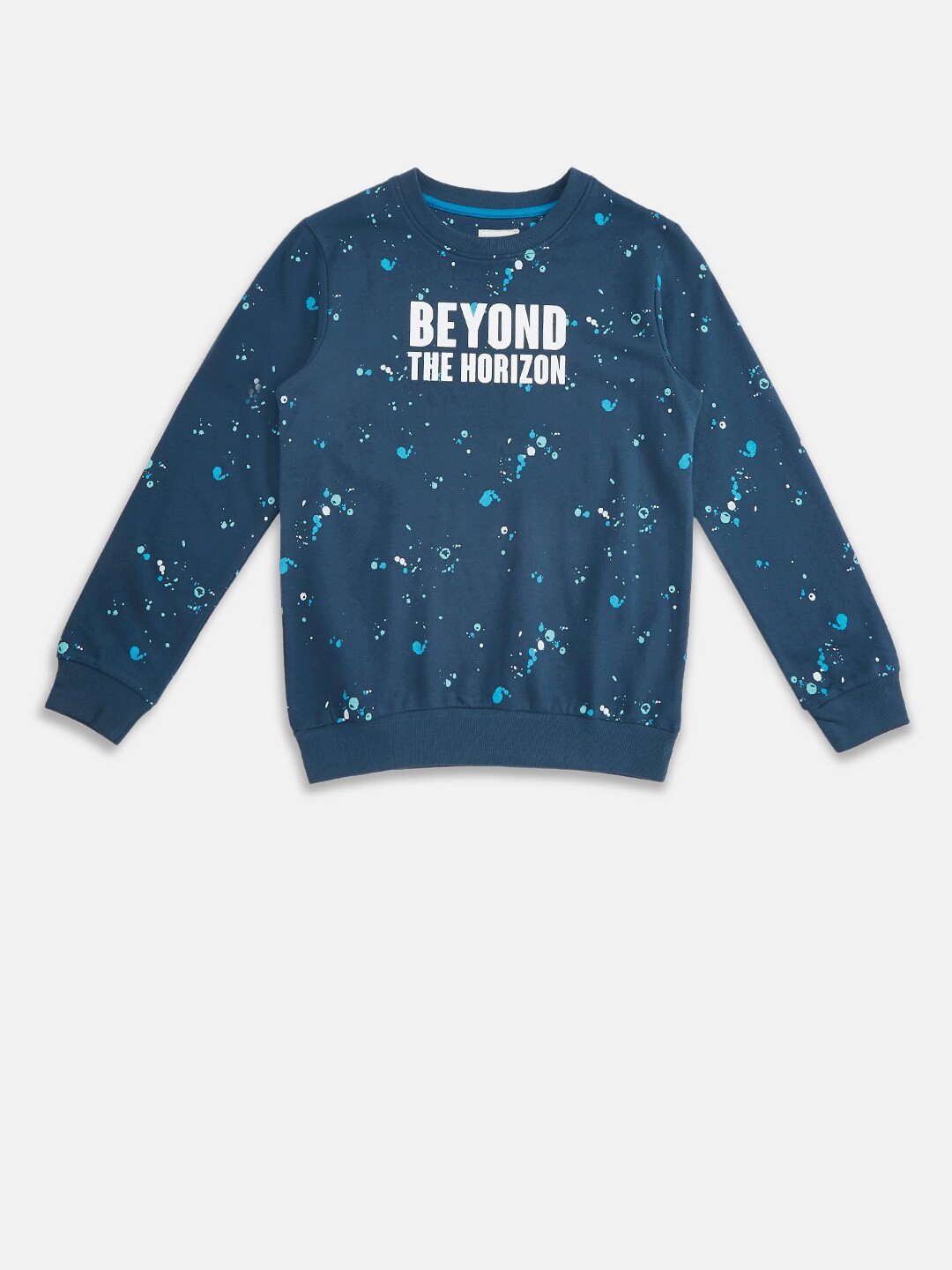 

Pantaloons Junior Boys Navy Blue Typography Printed Pure Cotton Sweatshirt