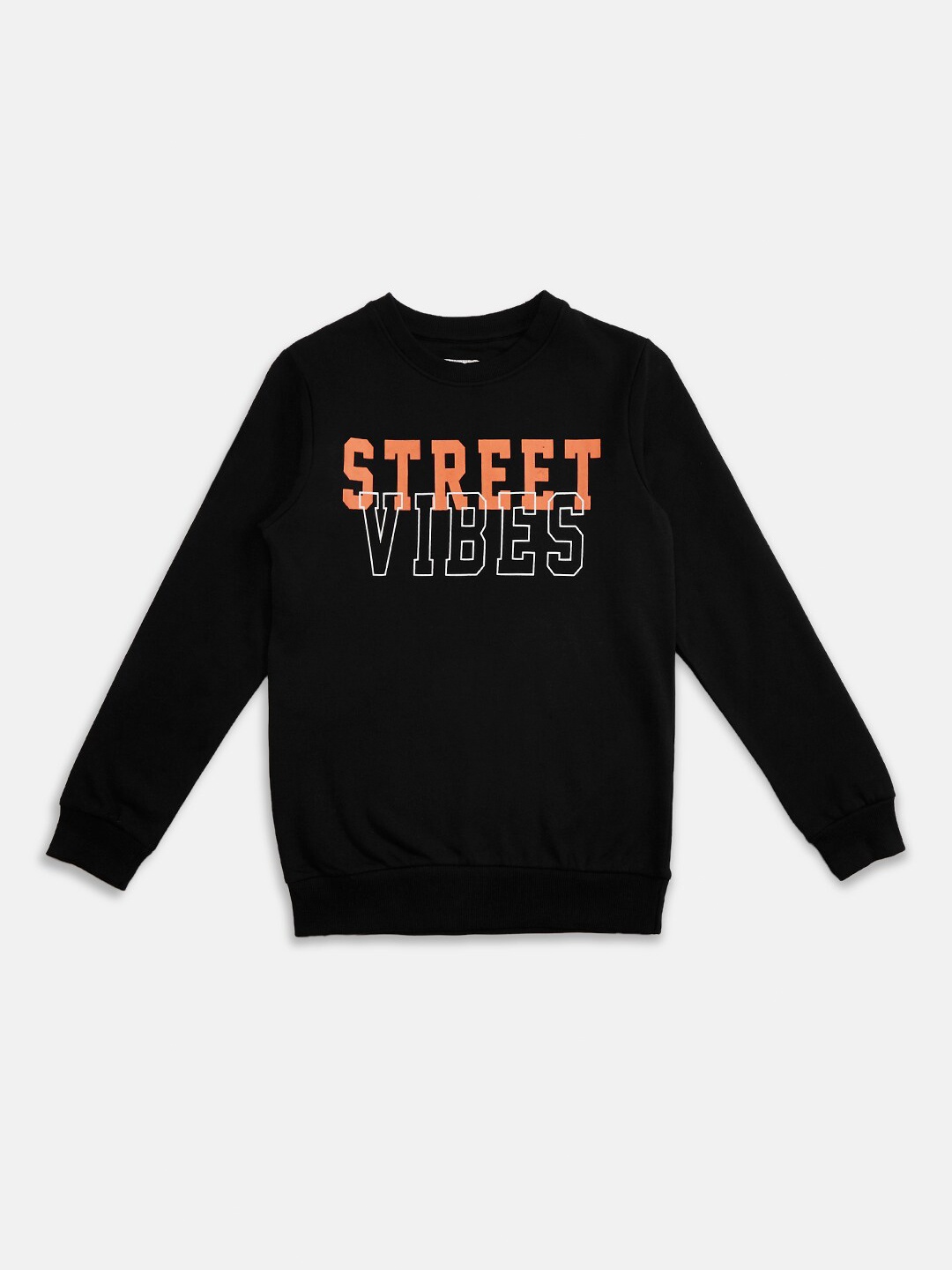 

Pantaloons Junior Boys Black & Orange Printed Pure Cotton Sweatshirt
