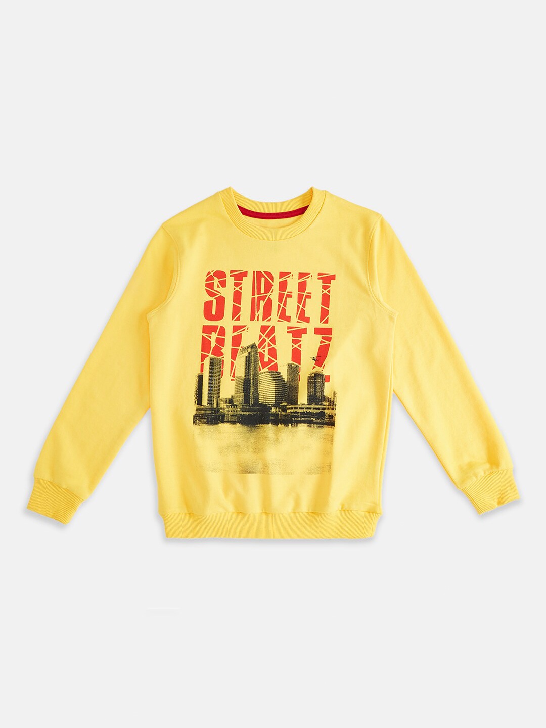 

Pantaloons Junior Boys Mustard Printed Cotton Sweatshirt