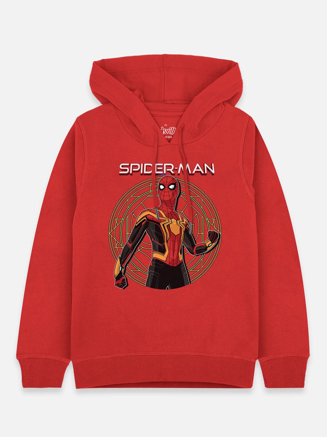 

Kids Ville Boys Red Spiderman Printed Hooded Sweatshirt
