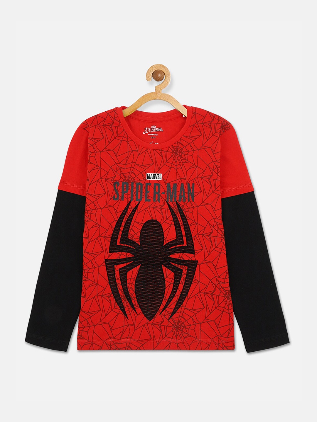 

Kids Ville Boys Red & Black Spiderman Printed Pure Cotton T-shirt