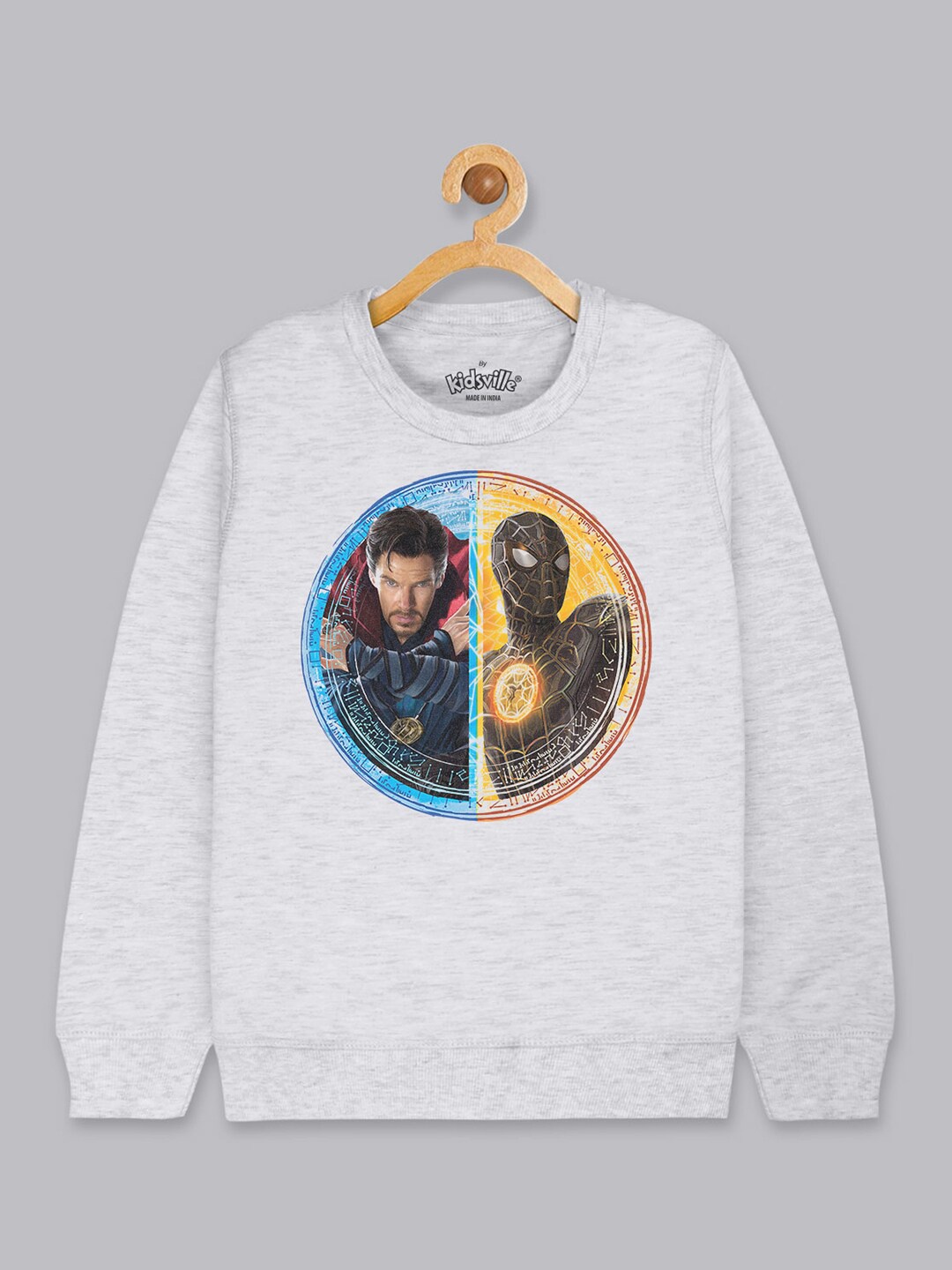 

Kids Ville Spiderman Printed Sweatshirt For Kids Boys, Grey