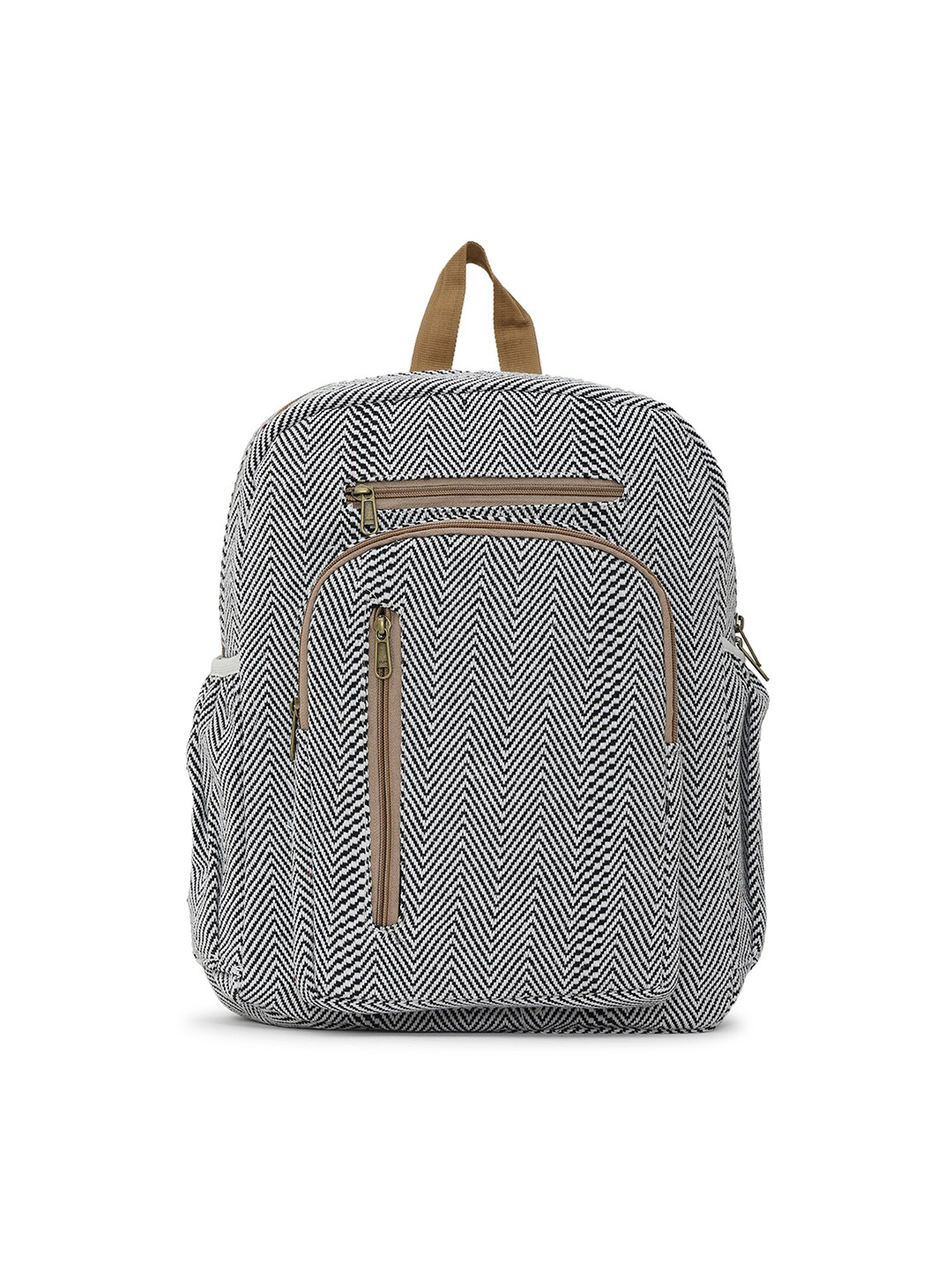 

gaura pakhi Unisex Black & White Geometric Backpack