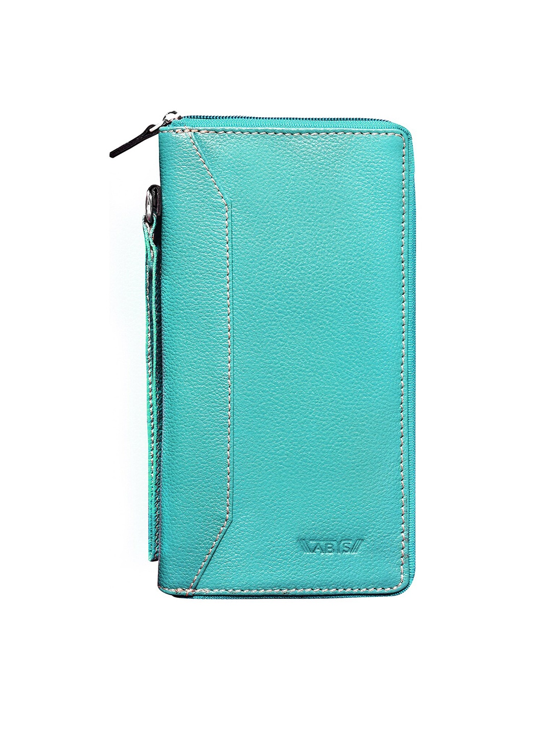 

ABYS Unisex Teal Textured Leather Passport Holder, Blue