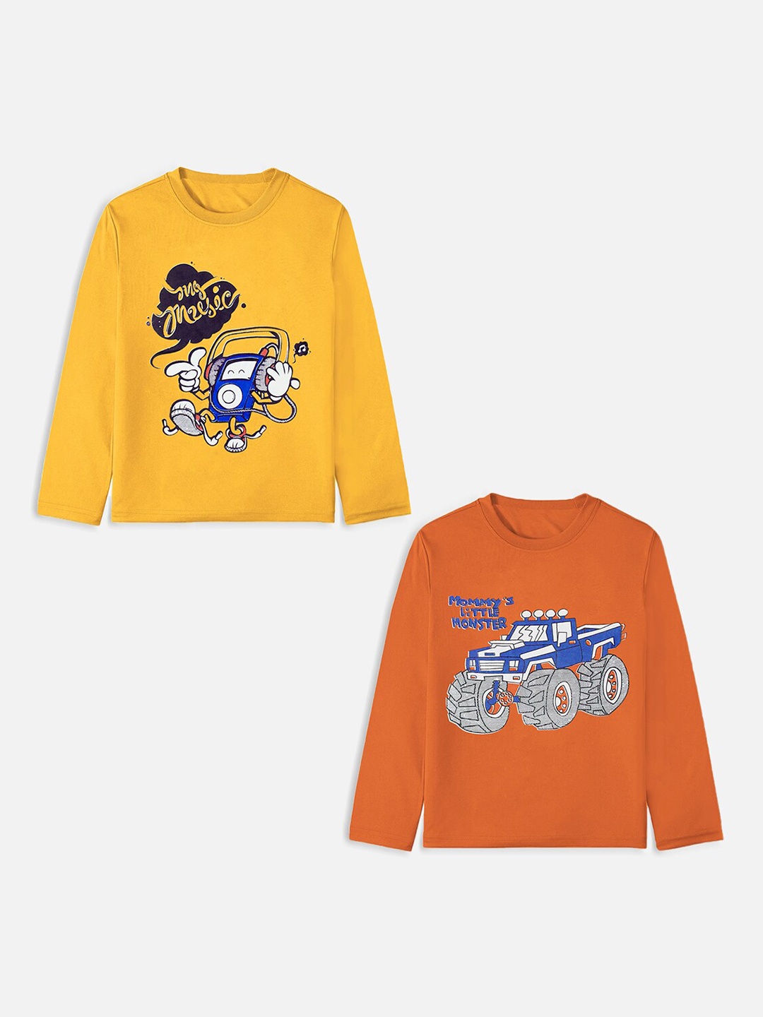 

Trampoline Boys Pack of 2 Printed T-shirt, Yellow