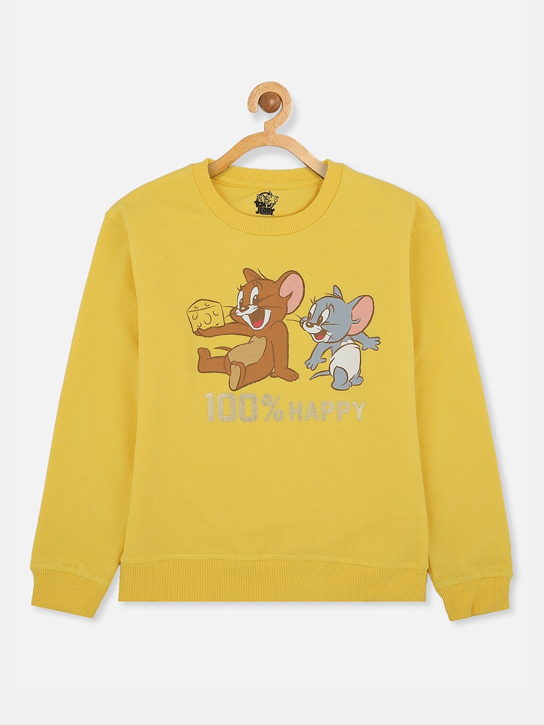 

Kids Ville Tom & Jerry Girls Yellow Printed Sweatshirt