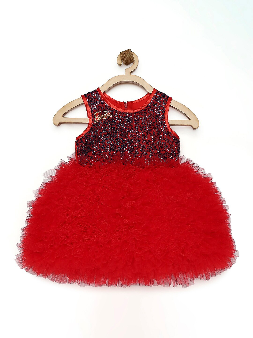 

Barbie by Many Frocks & Red Embellished Net Dress