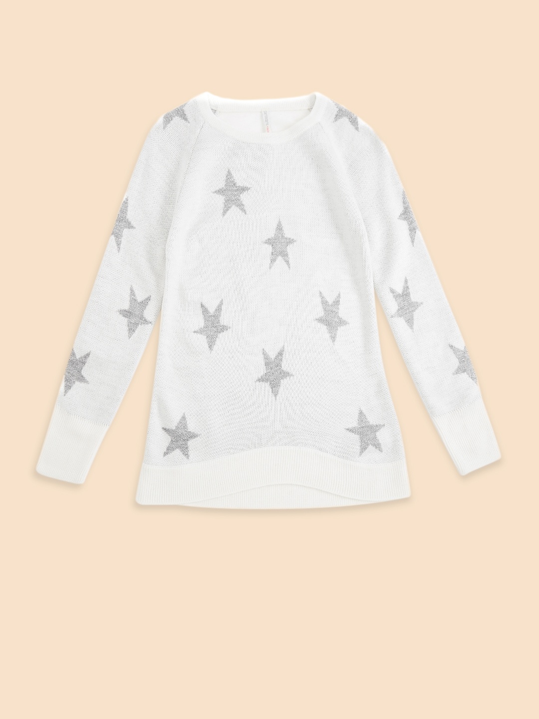 

Pantaloons Junior Girls White & Grey Printed Pullover