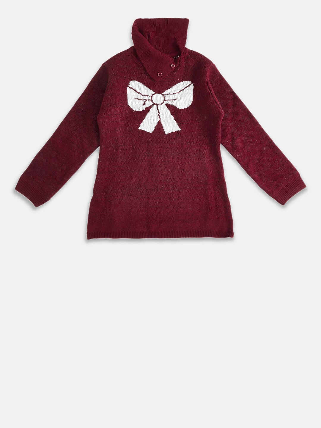 

Pantaloons Junior Girls Maroon & White Printed Pullover