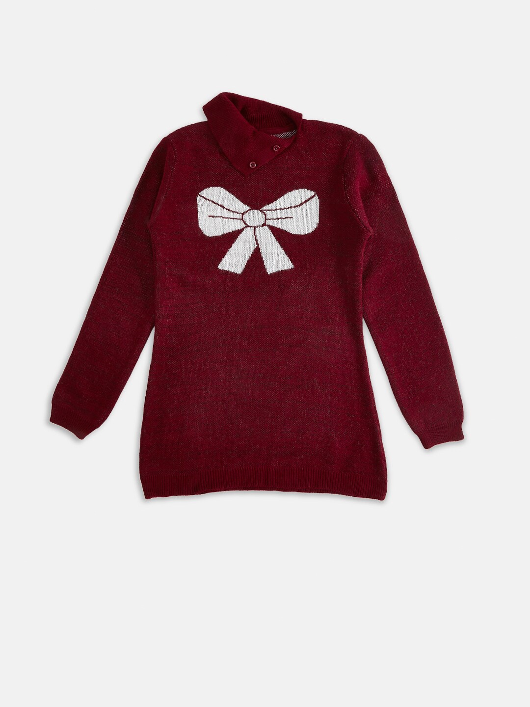 

Pantaloons Junior Girls Maroon & White Printed Acrylic Pullover