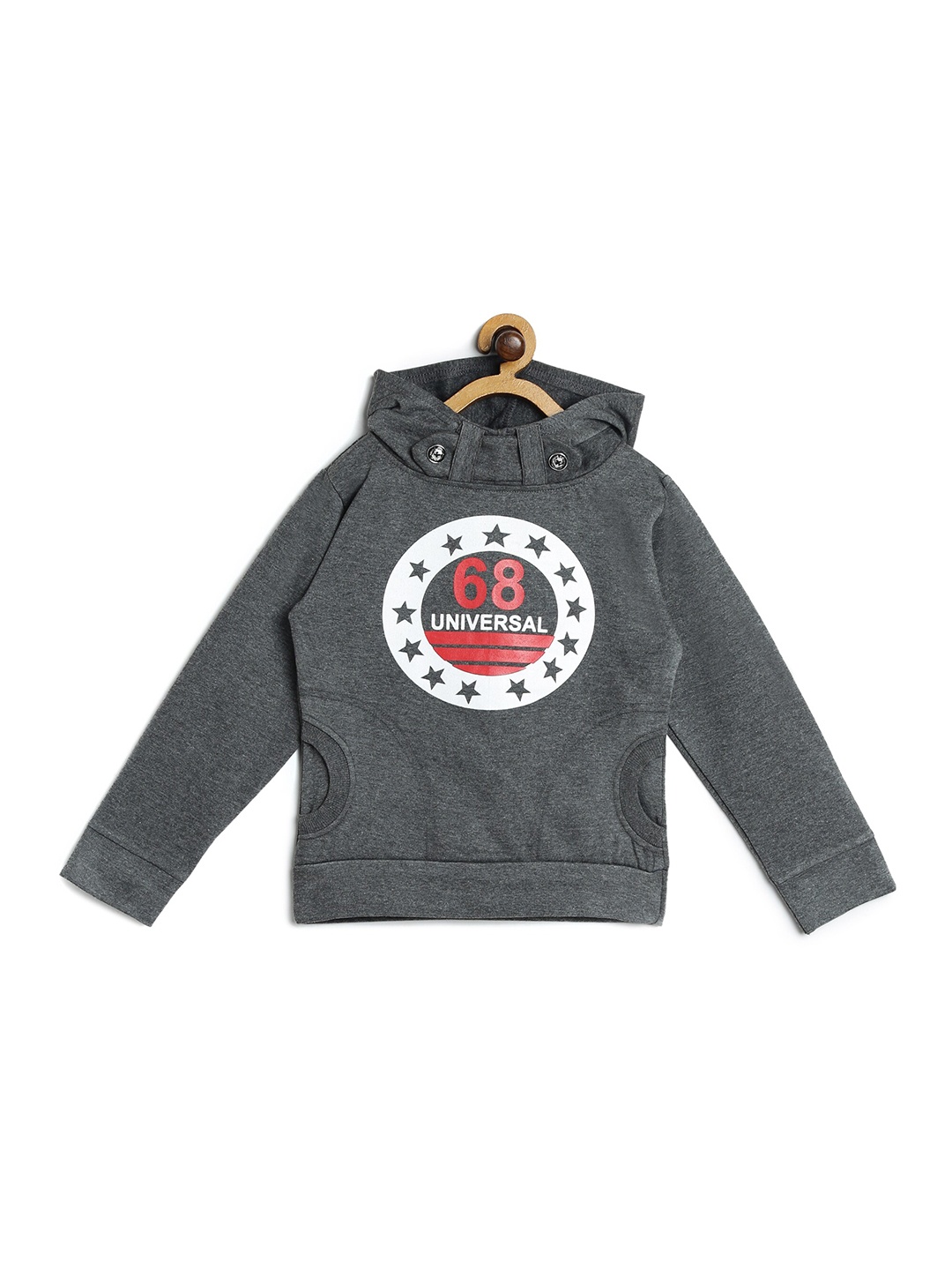 

SWEET ANGEL Boys Charcoal Printed Hooded Fleece Sweatshirt
