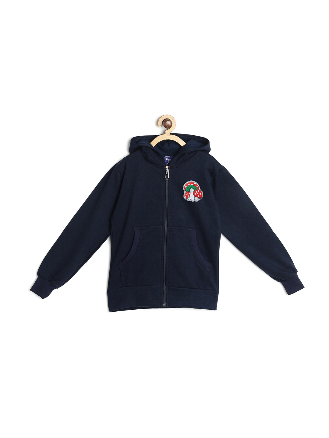 

SWEET ANGEL Boys Navy Blue Solid Hooded Front-Open Sweatshirt
