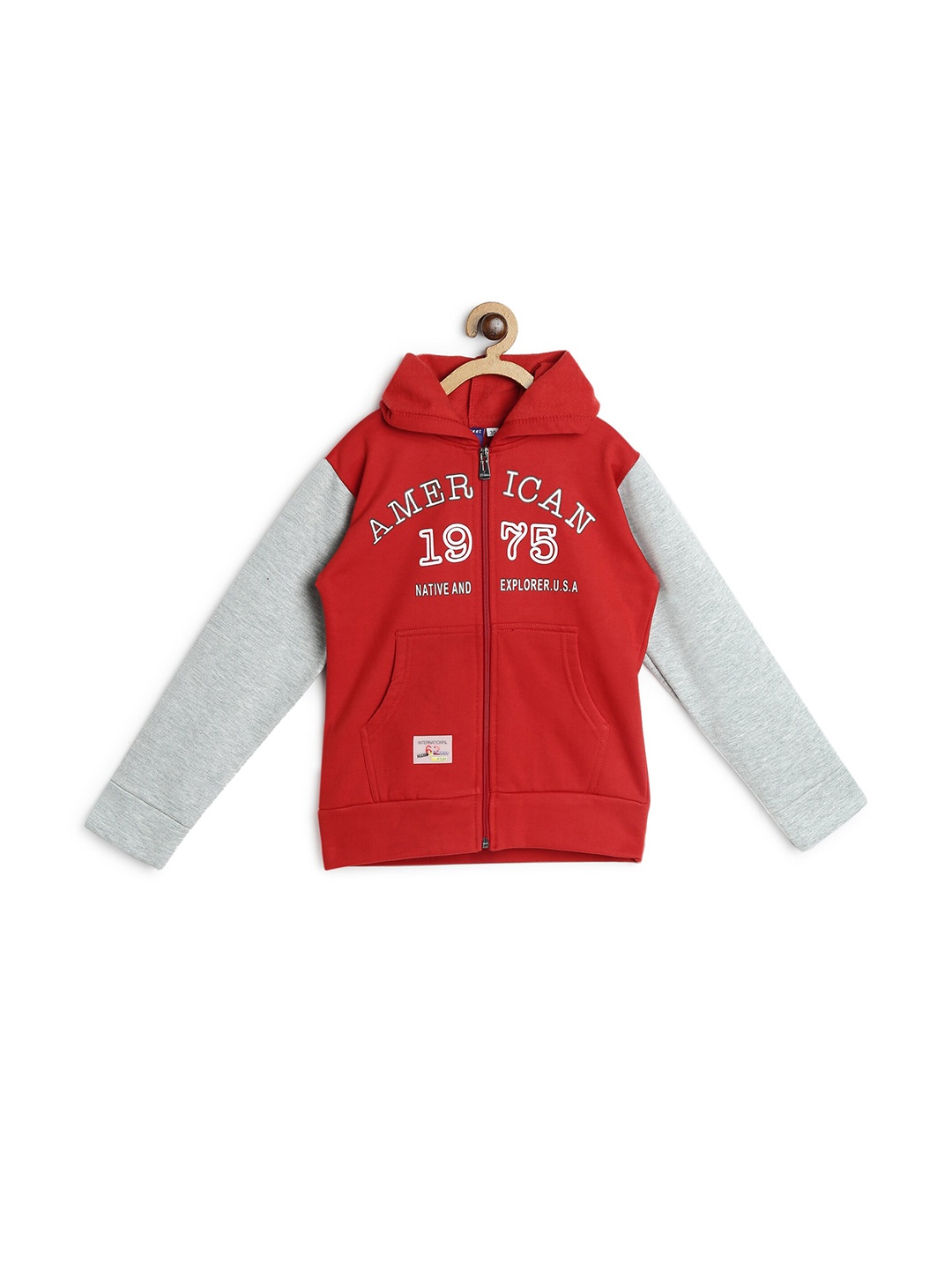 

SWEET ANGEL Boys Red Printed Hooded Sweatshirt