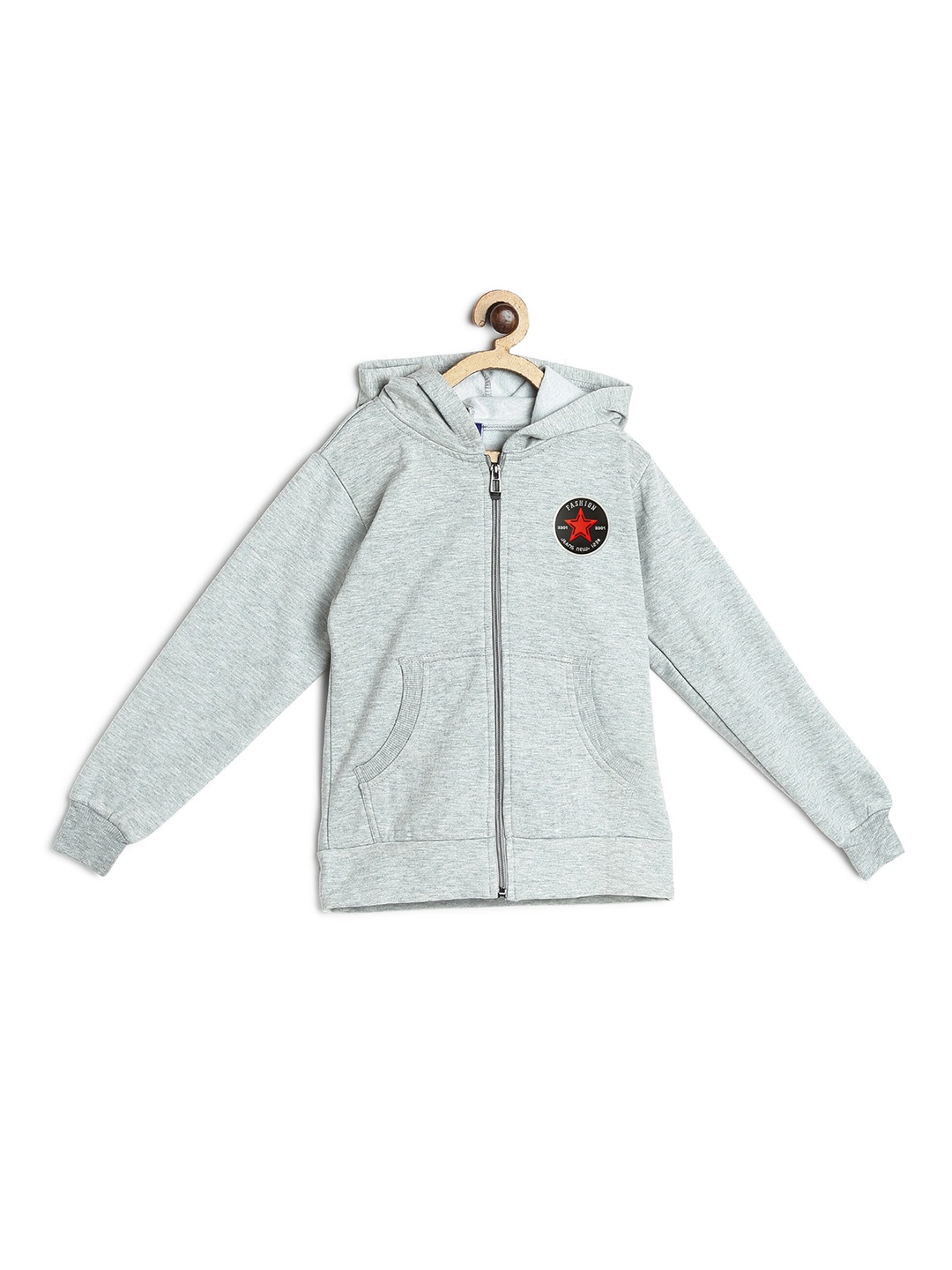 

Fashionable Boys Grey Melange Hooded Sweatshirt