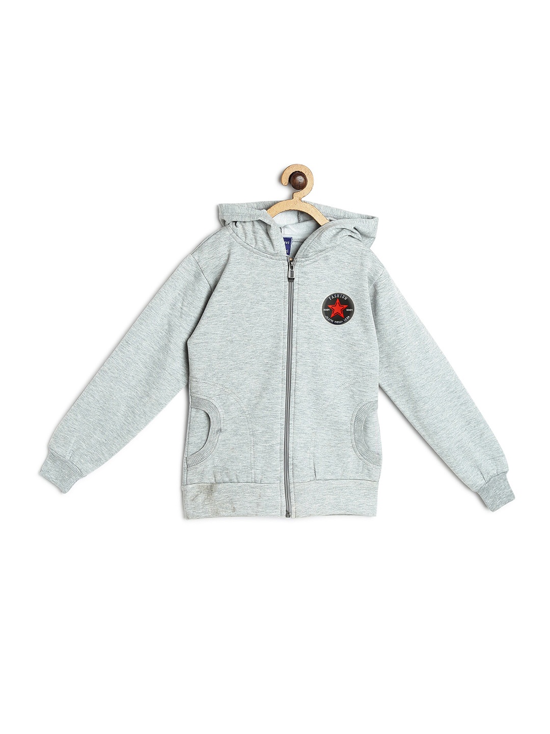 

Fashionable Boys Grey Melange Fleece Hooded Sweatshirt