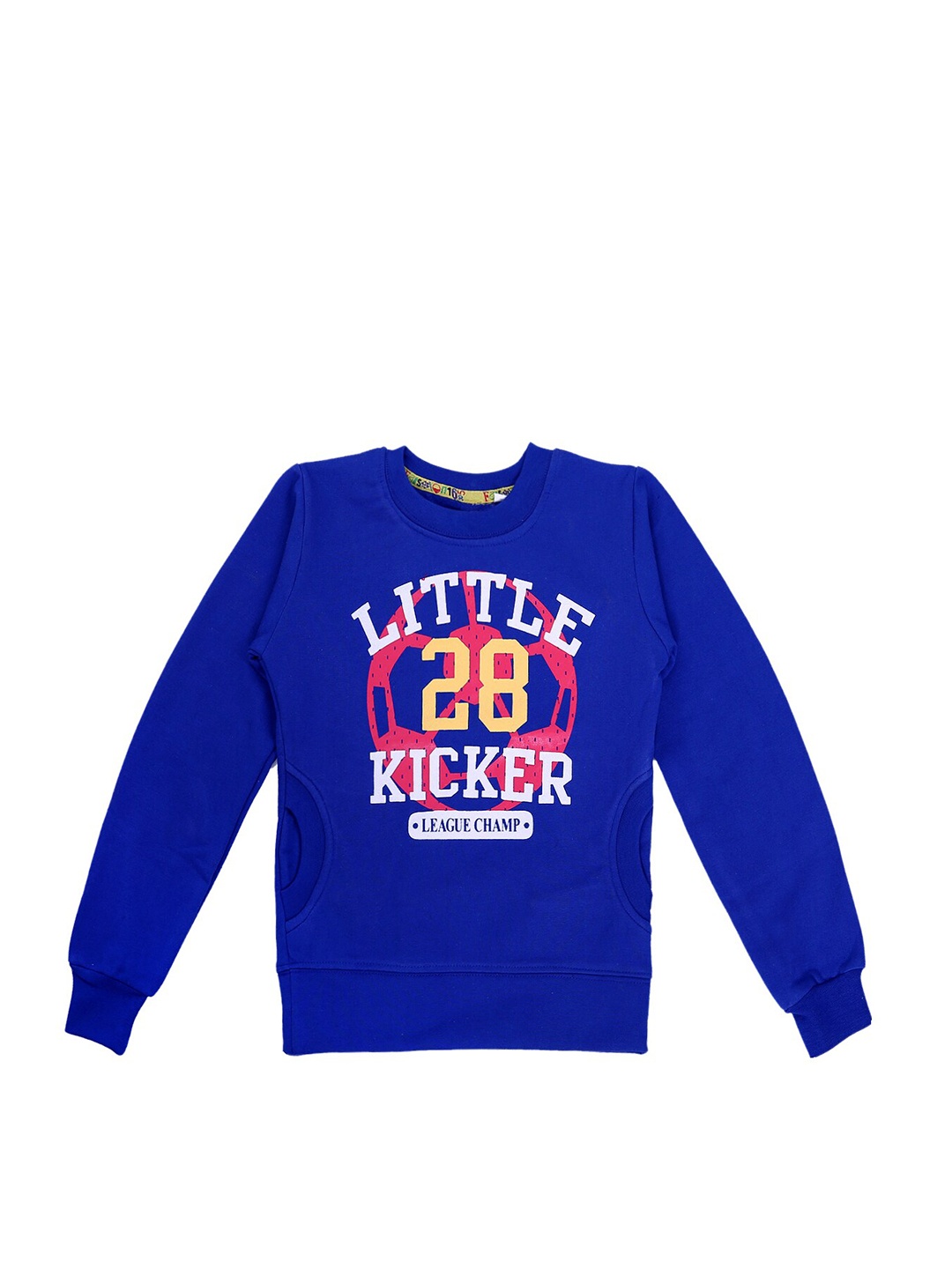 

Fashionable Boys Blue & White Printed Fleece Sweatshirt