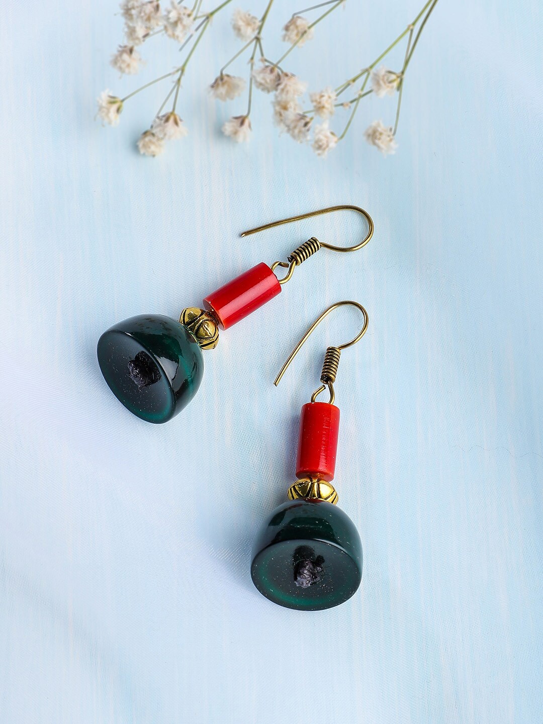 

Fabindia Black & Red Contemporary Drop Earrings