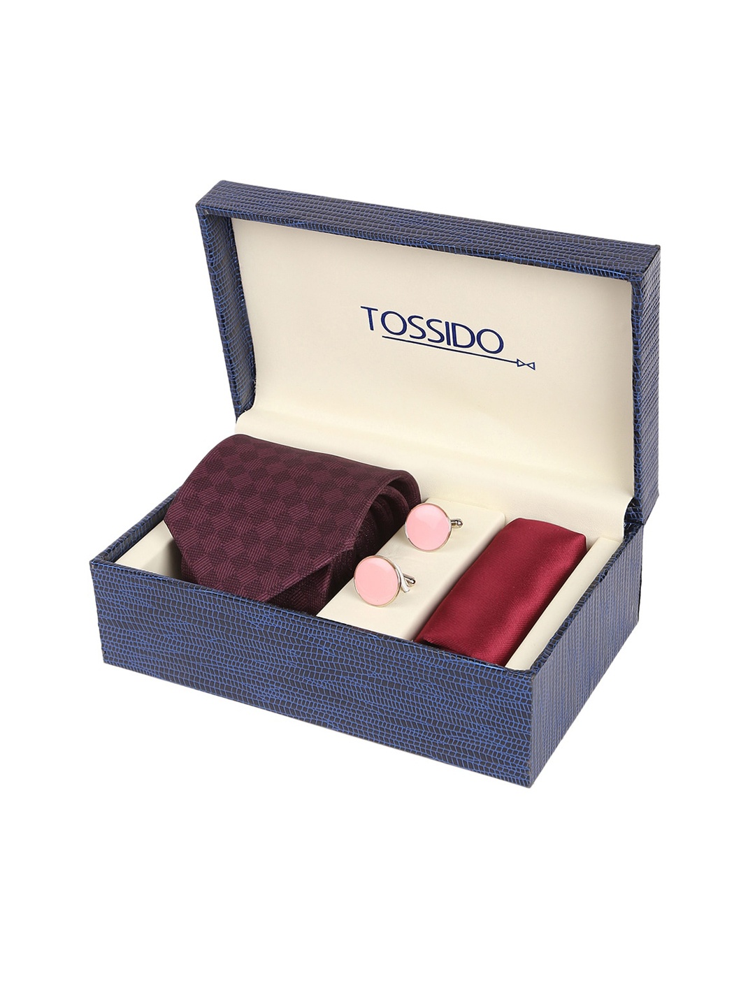 

Tossido Men Maroon & Pink Microfibre Accessory Gift Set