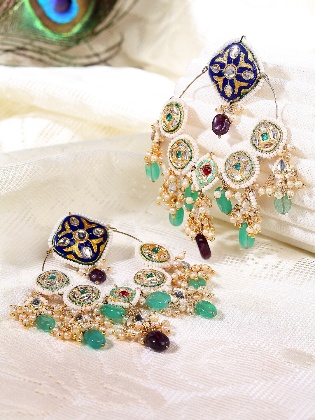 

DUGRISTYLE Blue Contemporary Chandbalis Earrings