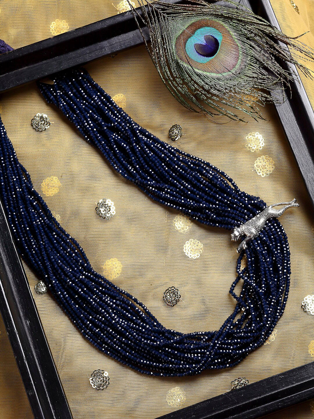 

DUGRISTYLE Silver-Toned & Blue Sterling Silver Silver-Plated Handcrafted Necklace