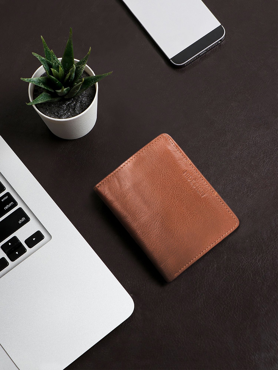 

Hidesign Men Tan Textured Two Fold Wallet