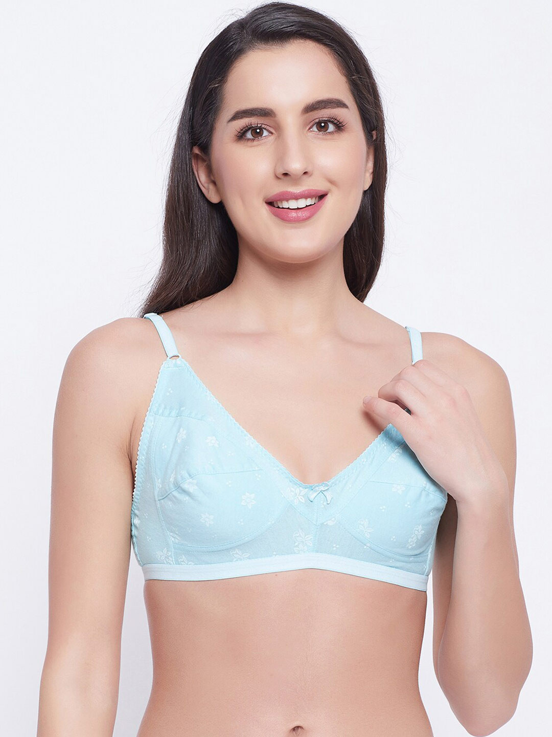 

Clovia Blue Floral Everyday Non-Padded Non-Wired Cotton Bra