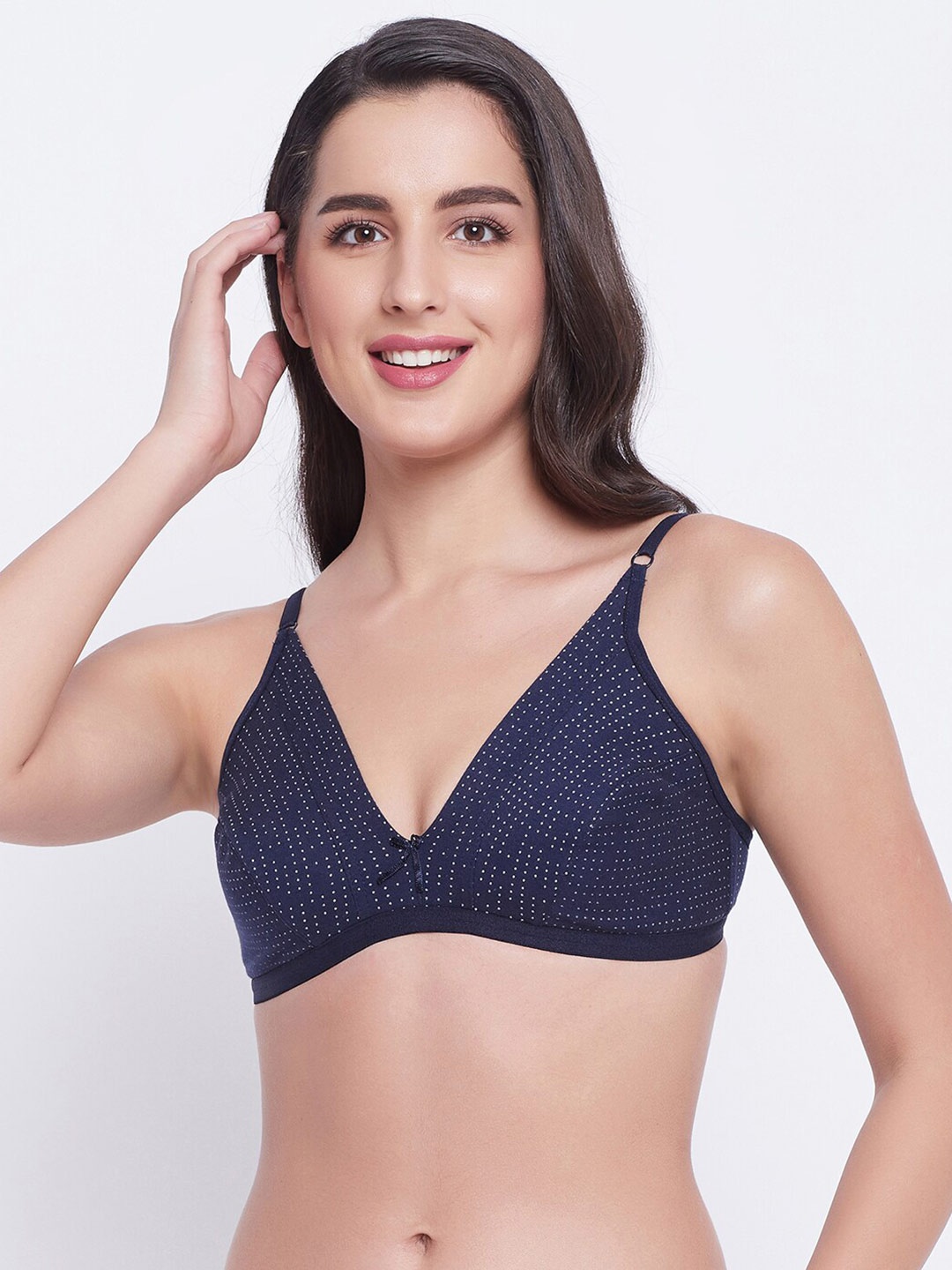 

Clovia Navy Blue Non-Padded Non-Wired Plunge Bra BR2312P0832B