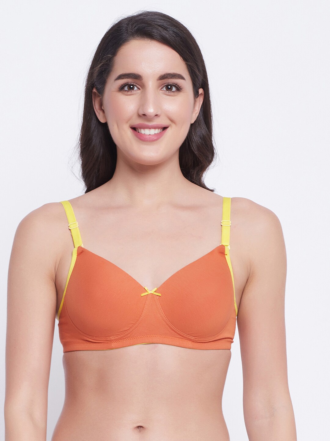 

Clovia Women Orange Solid Lightly Padded T Shirt Bra