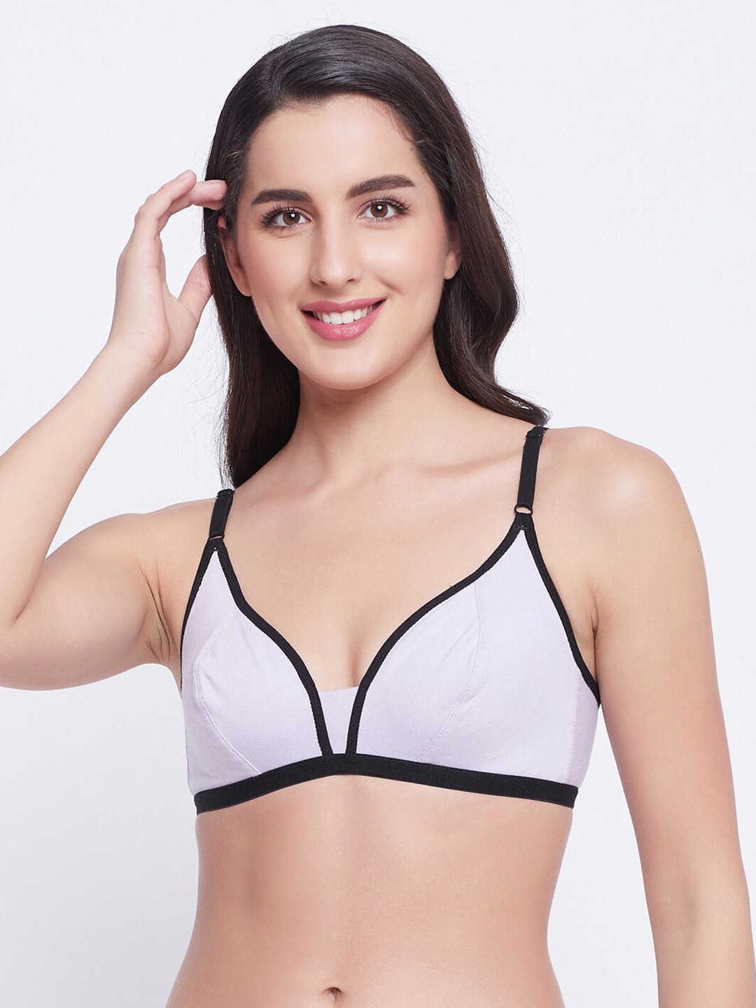 

Clovia Purple & Black Everyday Non-Padded Non-Wired Cotton Bra