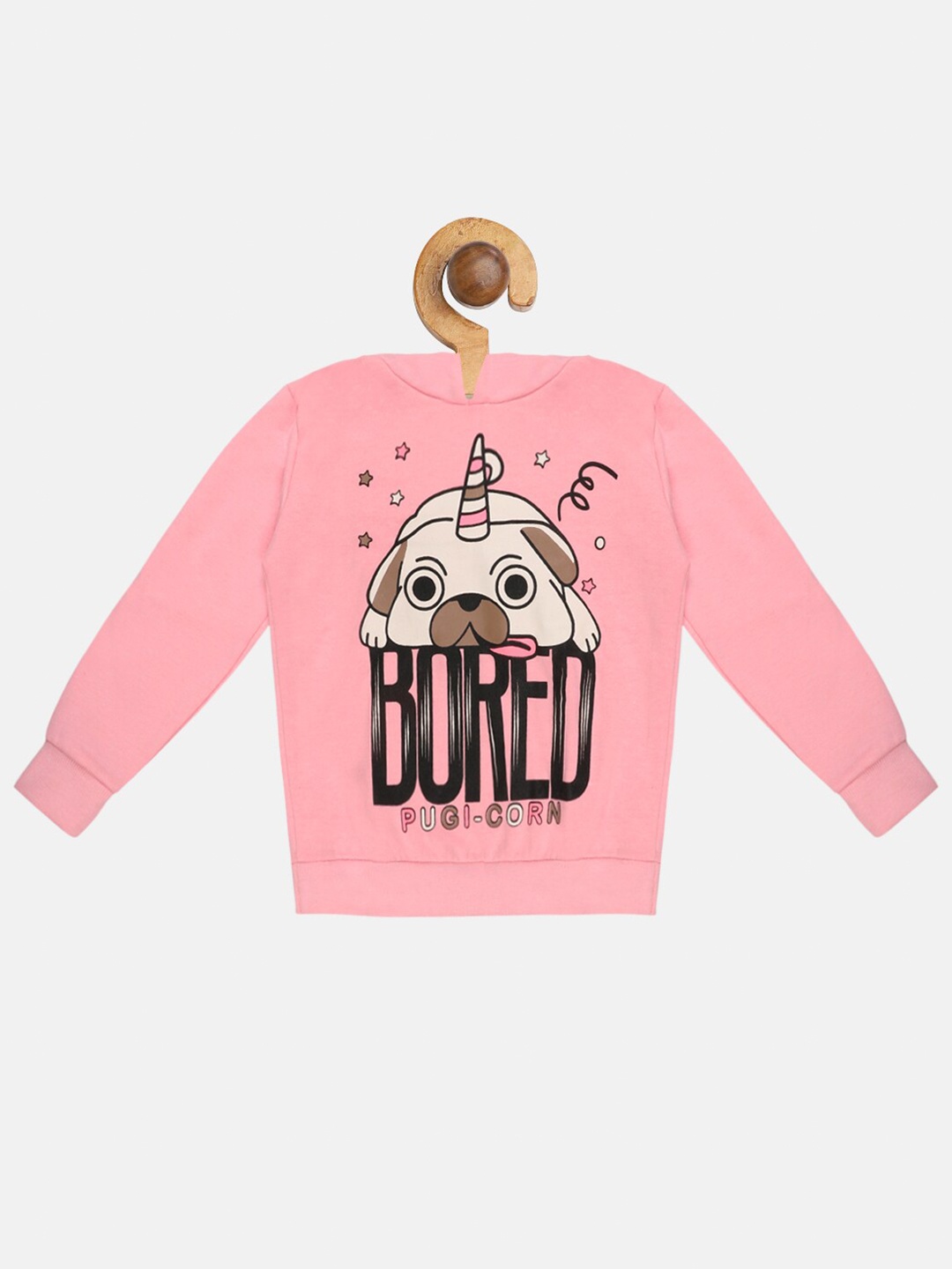 

Lazy Shark Girls Pink Printed Hooded Sweatshirt