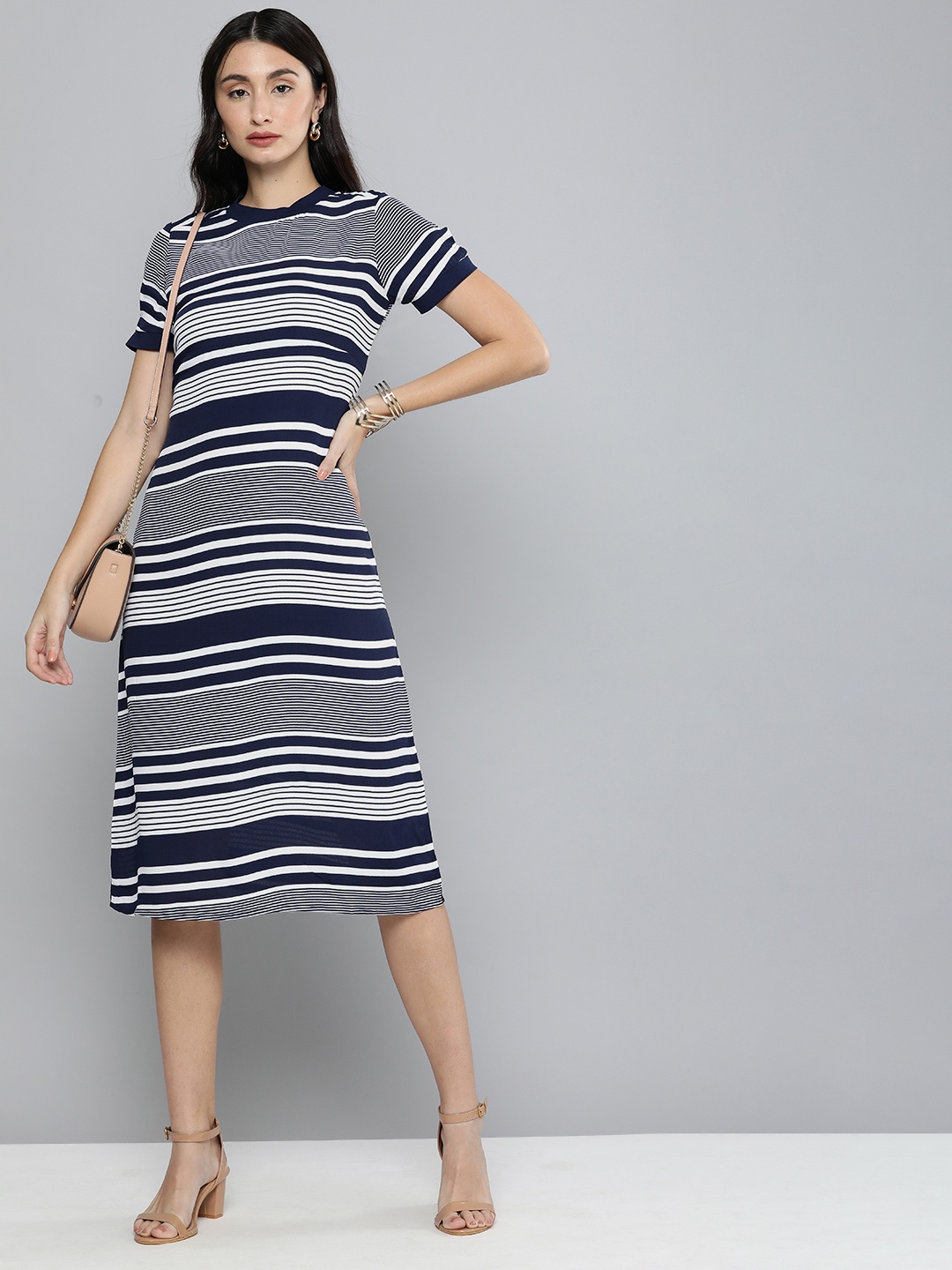 

Chemistry Women Striped A-Line Dress, Navy blue