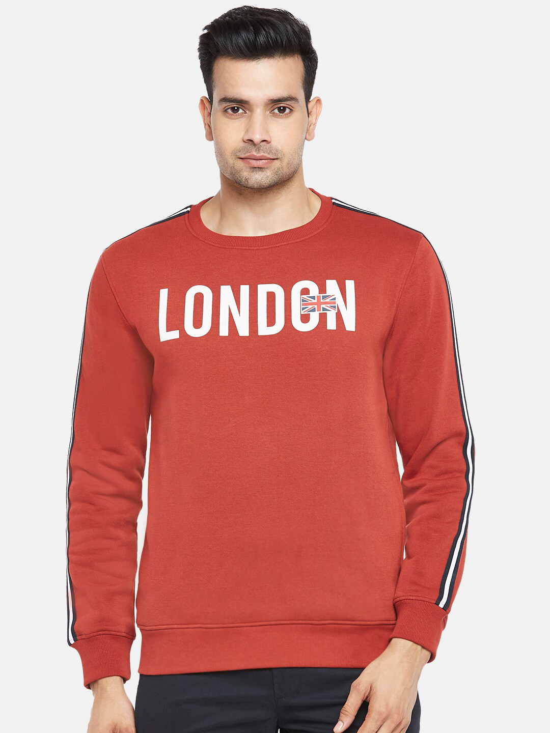 

BYFORD by Pantaloons Men Rust Orange Printed Sweatshirt