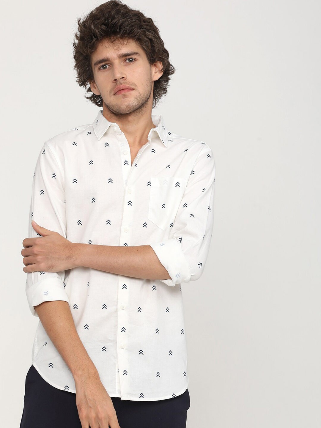 

KETCH Slim Fit Printed Casual Shirt, White