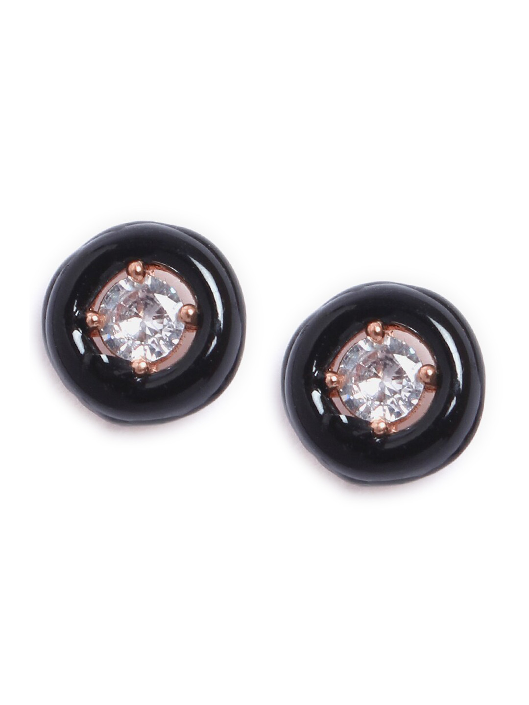 

MINUTIAE Rose Gold-Plated Black & White Circular Studs