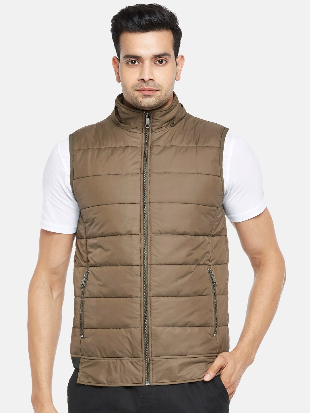 

BYFORD by Pantaloons Men Brown Colourblocked Padded Jacket