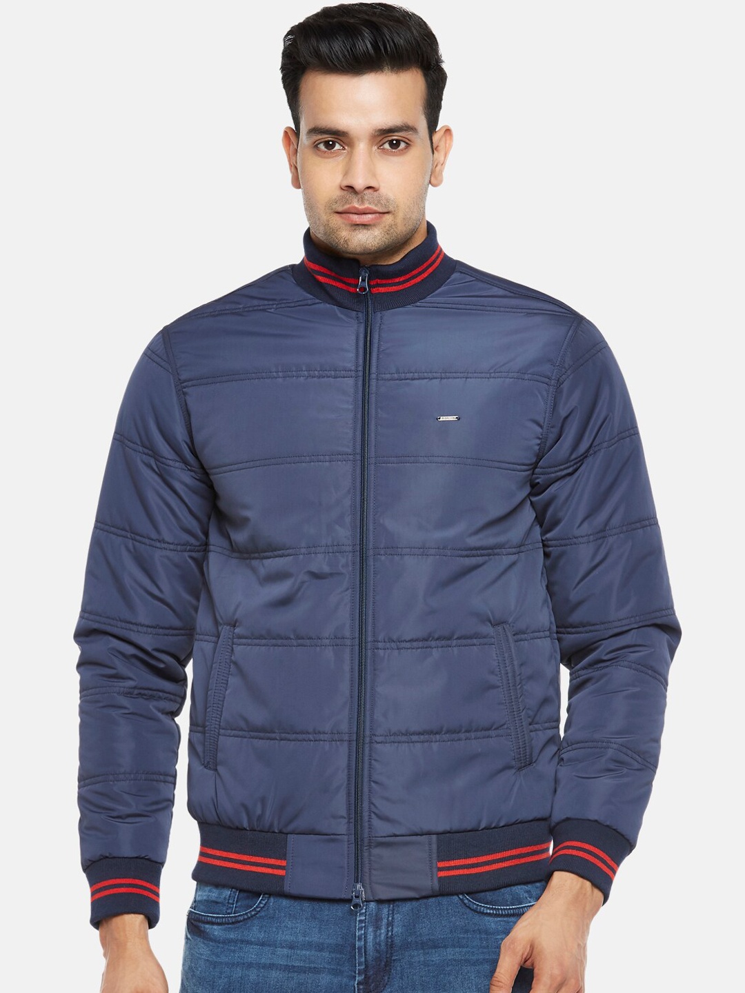 

People Men Navy Blue Bomber Jacket