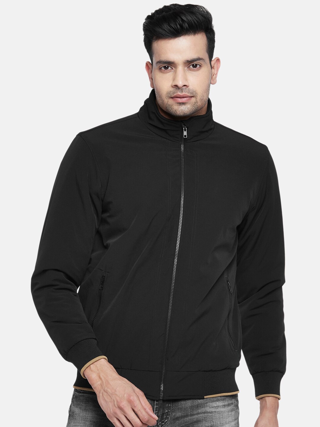 

SF JEANS by Pantaloons Men Black Solid Bomber Jacket